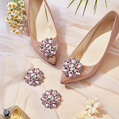 4 Stück Blumenlegierung mit Glas-Strass-Schuhschnallen-Clips&nbsp;AJEW-FG0003-64C