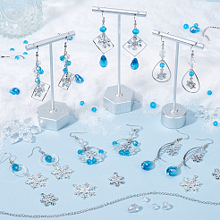 Schneeflocken-Ohrhänger-Set aus Legierung und Glas&nbsp;DIY-SC0026-97