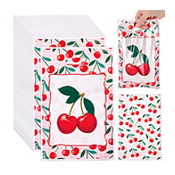 Rechteckige Geschenkbeutel aus Kunststoff mit Kirschen-Aufdruck und Lochgriffen&nbsp;ABAG-WH0032-101
