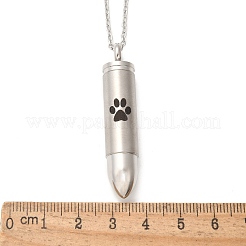 Urna commemorativa per animali domestici a forma di proiettile con impronta di zampa in acciaio inossidabile 304&nbsp;NJEW-P326-03P