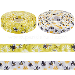 2 Rolle 2 Arten von Polyester-Ripsbändern mit Bienen-Aufdruck&nbsp;SRIB-CY0001-10