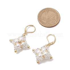 Orecchini a leva con perline di vetro e rombi&nbsp;EJEW-MZ00346-04
