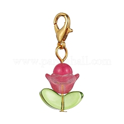 Décoration pendentif fleur en jade naturel et verre&nbsp;HJEW-JM01605
