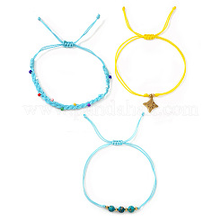 Set di braccialetti regolabili in stile estivo da spiaggia con pietre sintetiche turchesi verdi e imperiali.&nbsp;UQ9789-1