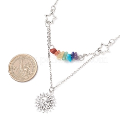 Collar de cadena de latón con colgante de sol&nbsp;NJEW-JN05794