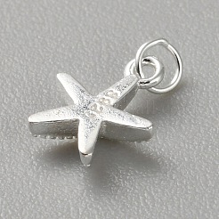 925 dije de estrella de mar de plata esterlina con anillos de salto y 925 sellos&nbsp;FIND-WH0170-98A