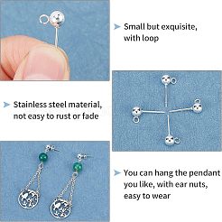 20 pièce de tige de boucle d'oreille à bille en acier inoxydable 304&nbsp;FIND-UN0001-12