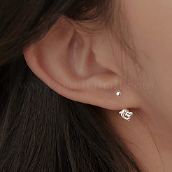 Orecchini a bottone in argento fine s999&nbsp;EJEW-A127-02S