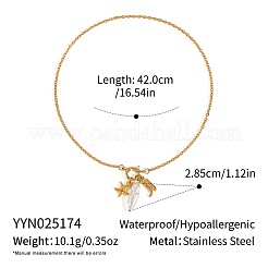 Collares con colgante de estrella de mar con forma de bota de acero inoxidable 304 con perla de imitación&nbsp;NO1573