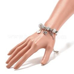 Braccialetto europeo con cuore e scheletro in lega con catene a serpente&nbsp;BJEW-JB08047-02