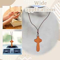 Décorations pendentif croix en bois&nbsp;WOOD-WH0034-55A