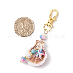 Decorazioni pendenti con conchiglie di capesante naturali e stelle marine turchesi sintetiche&nbsp;HJEW-JM03641-02