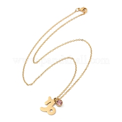 Collar con colgante de constelación de piedra de nacimiento con taladro de vidrio de acero inoxidable 304&nbsp;LS-STAS-D305-08G-J