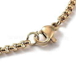Collier pendentif rond plat en strass de cristal avec chaîne en acier inoxydable 201&nbsp;NJEW-K253-11G