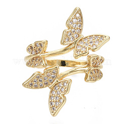 Micro allanar anillos de latón manguito de óxido de circonio cúbico&nbsp;RJEW-S044-074-NF