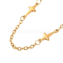 Collar de cadena de eslabones cruzados de acero inoxidable 304 con revestimiento iónico (IP)&nbsp;NJEW-K249-06G-01
