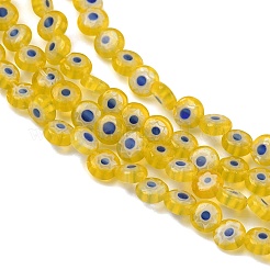 Handmade Millefiori Glasperle flach rund Stränge&nbsp;LK-P010-A-02