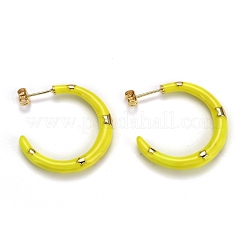 Boucles d'oreilles demi-créoles en émail laiton&nbsp;EJEW-B004-03G