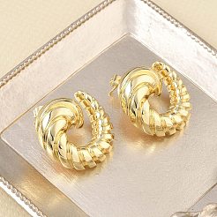 Boucles d'oreilles à clous en laiton torsadé pour femmes&nbsp;KK-CBAD851-22G