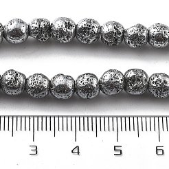 Brins de perles de pierre de lave naturelle galvanisées&nbsp;G-A251-B01-01C