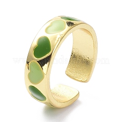 Manschettenringe aus Emaille mit Herzmuster&nbsp;RJEW-Z008-16LG-E