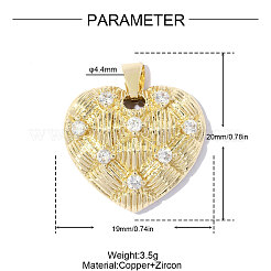 Pendentifs en laiton et zircon cubique transparent pour la Saint-Valentin&nbsp;KK-OY001-27G