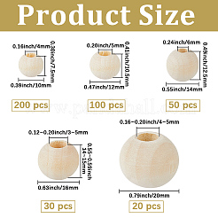 400 pz 5 stili perline di legno naturale non finito&nbsp;WOOD-PA0001-55