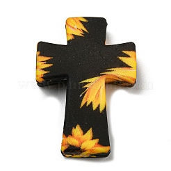 Kreuz mit Sonnenblumen-Silikon-Fokalperlen&nbsp;SIL-G006-02B