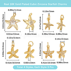 12 Stück 4 Stile Messing Micro Pave Grade AAA Zirkonia Anhänger&nbsp;ZIRC-BBC0002-71