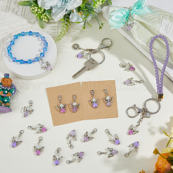 40 pièce 4 styles de décoration de pendentif en perles de verre et acrylique d'ange&nbsp;HJEW-FH00075
