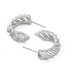Orecchini a bottone da donna con lettera c in ottone placcato con micro pavè di zirconi trasparenti&nbsp;KK-Z038-13P