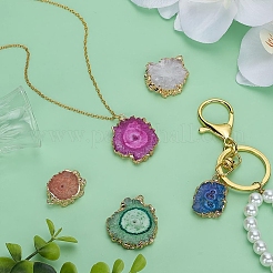 5pcs 5 couleurs pendentifs en agate druzy naturelle&nbsp;G-FG0001-14