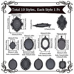 10 Stück 10 Stile ovale Legierung Anhänger Cabochon-Einstellungen&nbsp;FIND-SC0009-96