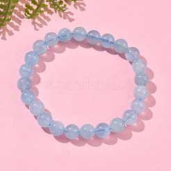 Bracelets extensibles en perles rondes d'aigue-marine naturelle pour hommes et femmes&nbsp;BJEW-U034-01C-04