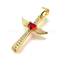 Pendentifs avec zircon cubiques à micro-pavés en laiton&nbsp;KK-Q066-40G-04