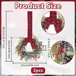 Weihnachtskranz aus Kunststoff und Stoff&nbsp;AJEW-WH0481-03