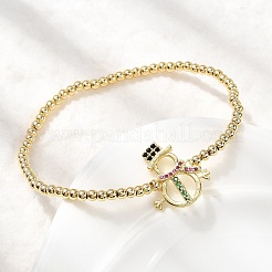 Weihnachts-Armbänder aus Messing mit Mikropflaster und Zirkonia&nbsp;BJEW-K289-01A-G