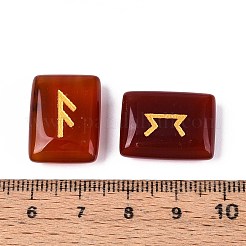 25 Stück rechteckige natürliche Karneol-Runensteine mit eingraviertem Elder-Futhark-Alphabet&nbsp;G-T142-34