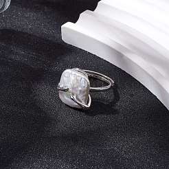 Quadratische verstellbare Ringe aus Naturperlen&nbsp;RJEW-P113-10P