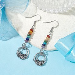Ohrhänger aus synthetischen und natürlichen Chakra-Edelsteinen&nbsp;EJEW-JE05528