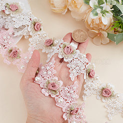 2 Yards 2 Stile Polyester 3D Blumen Spitzenbesatz mit Kunstperle&nbsp;OCOR-WR0001-70