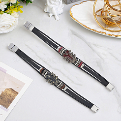 2 bracciale in lega e cordino in pelle di 2 colori per uomo e donna&nbsp;BJEW-CL0001-57