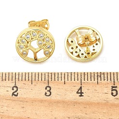Boucles d'oreilles en laiton zircon cubique micro pavé clair&nbsp;EJEW-P303-01A-G