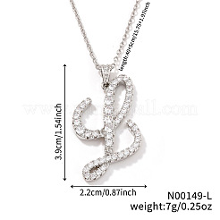 Elegante collar con colgante de alfabeto de circonita cúbica transparente y micropavé de latón.&nbsp;OI8825-8