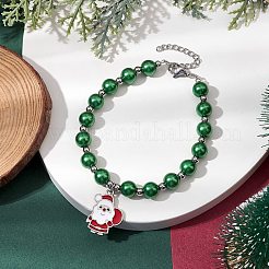 Pulseras de acrílico con perlas de imitación y temática navideña para mujeres y niñas&nbsp;BJEW-JB11173