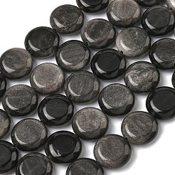 Natürliche silberglänzende Obsidian-Perlenstränge&nbsp;G-L648-B23-15mm-02
