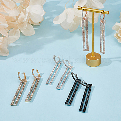 4 Paar 4 Farben Strass hohle rechteckige Creolen&nbsp;EJEW-FI0002-67