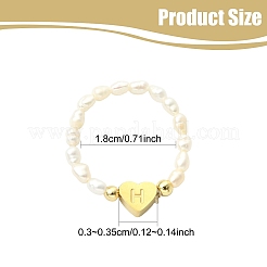 Anillos de dedo con perlas naturales de agua dulce y cuentas de acero inoxidable 304&nbsp;RJEW-FS00001-08