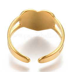 Anillos de puño de corazón de acero inoxidable 304 con revestimiento iónico (IP)&nbsp;RJEW-N038-118LG