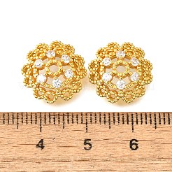 Blumen Messing Mikro Pflaster klare Zirkonia Perlenkappen&nbsp;KK-V008-33G
